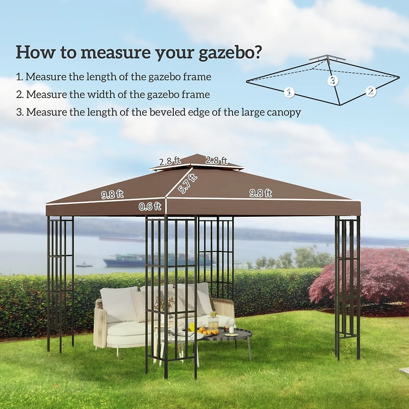 Outsunny Gazebo Replacement Canopy for 01 -0153, 10' x 10