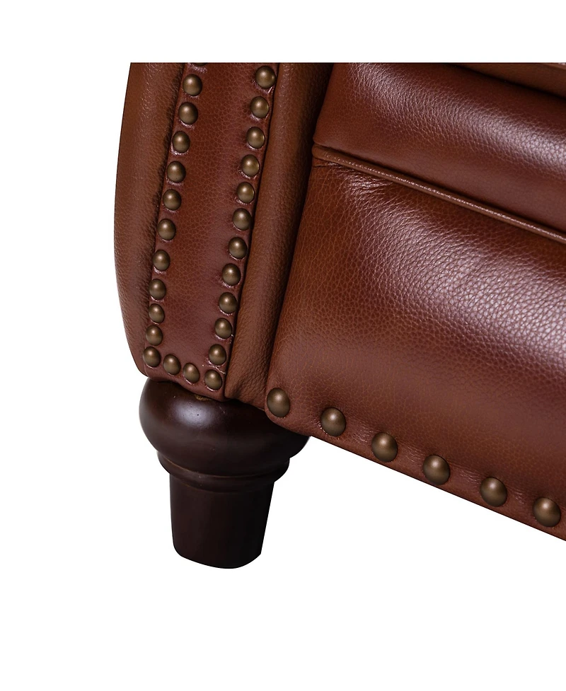 Bellino Modern Genuine Leather Recliner with Nailhead Trim
