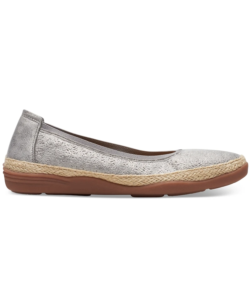 Clarks Women's Elaina Rae Textured Jute-Trim Flats