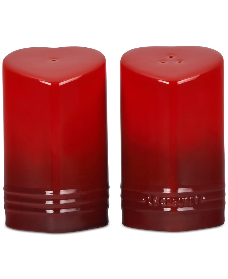Le Creuset Stoneware Figural Heart Salt and Pepper Shakers, Set of 2