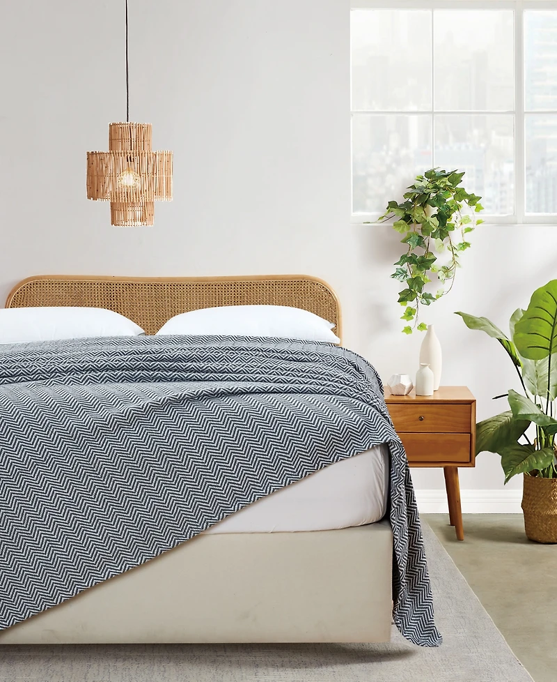 Melange Home Herringbone Cotton Blanket, King