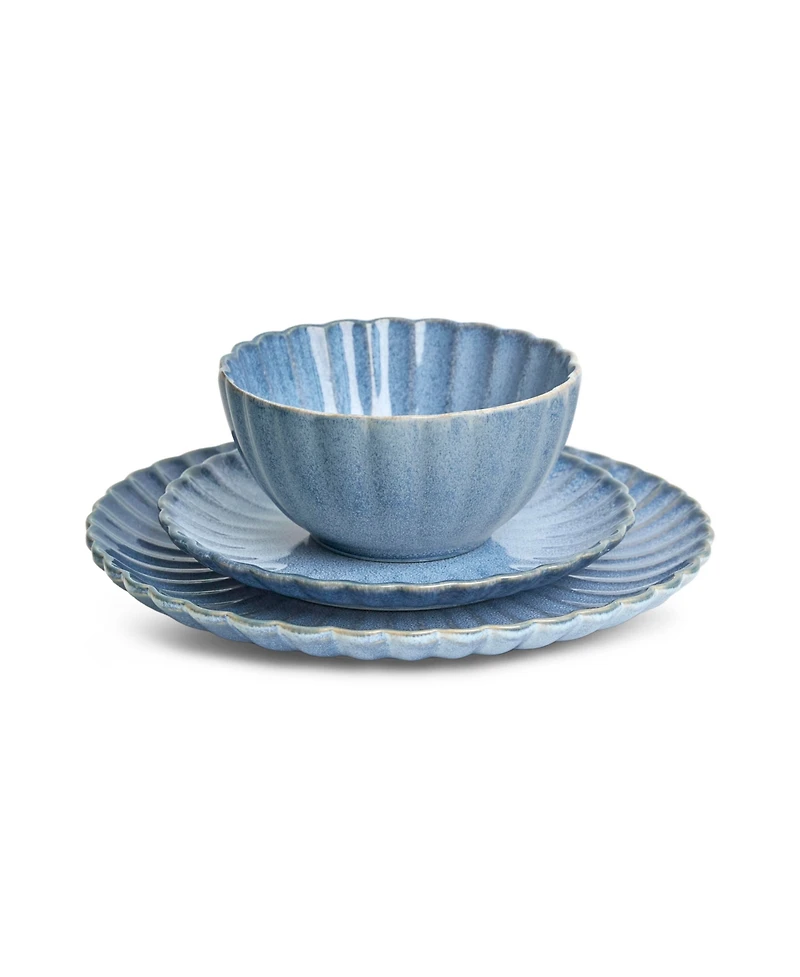 Sango Frill Reactive Stoneware 12 Pc. Dinnerware Set, Service for 4