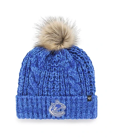 Women's '47 Brand Blue Vancouver Canucks Logo Meeko Cuffed Knit Hat with Pom