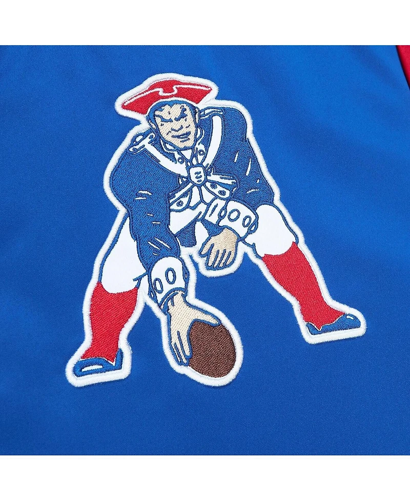 Men's Mitchell & Ness Royal Distressed New England Patriots Big and Tall Satin Full-Snap Jacket