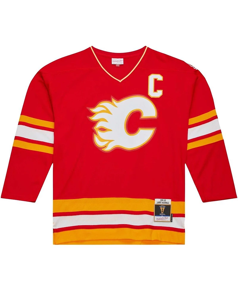 Men's Mitchell & Ness Lanny McDonald Red Calgary Flames Captain Patch 1988/89 Blue Line Player Jersey
