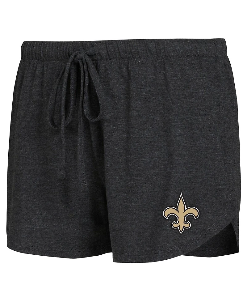 Women's Concepts Sport Black, Gold New Orleans Saints Raglan Long Sleeve T-shirt and Shorts Lounge Set