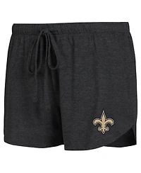 Women's Concepts Sport Black, Gold New Orleans Saints Raglan Long Sleeve T-shirt and Shorts Lounge Set