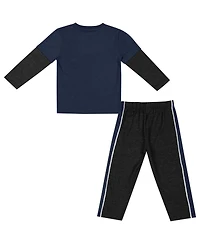 Toddler Boys Colosseum Navy, Black Penn State Nittany Lions Long Sleeve T-shirt and Pants Set