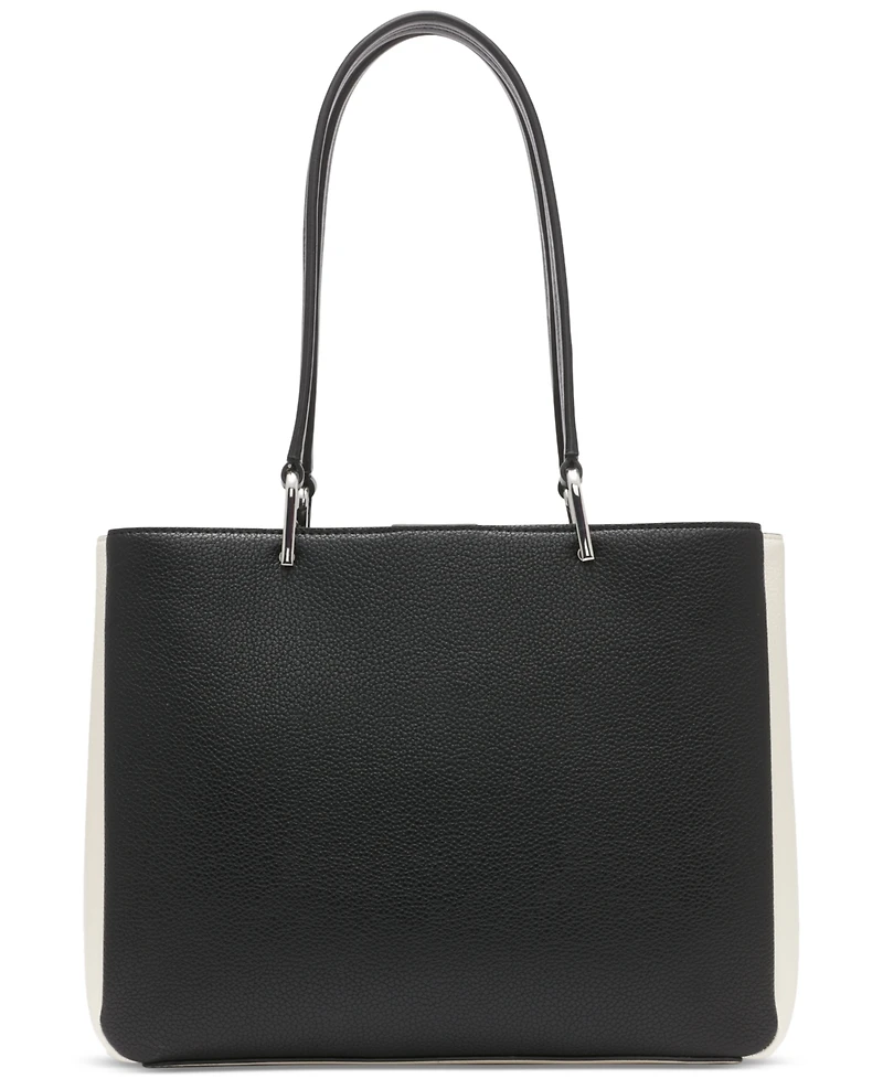 Calvin Klein Clove Mixed Material Push-Lock Triple Compartment Tote Bag