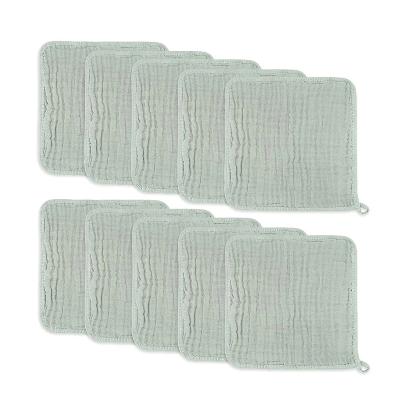 Comfy Cubs Muslin Washcloths, Pack of 10 with Gift Box