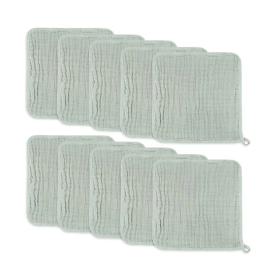 Comfy Cubs Muslin Washcloths, Pack of 10 with Gift Box