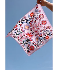 Jessie Zhao New York Double Sided Silk Scarf Of Pink Garden