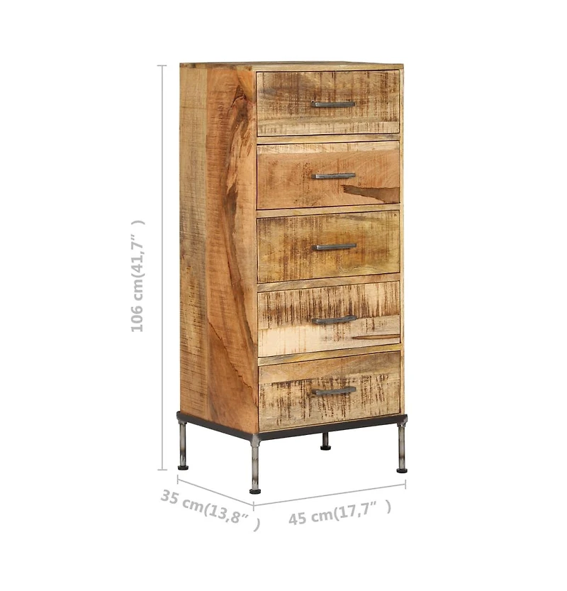 Chest of Drawers 17.7"x13.8"x41.7" Solid Mango Wood