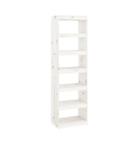 Book Cabinet/Room Divider White 23.6"x11.8"x78.5" Solid Wood Pine