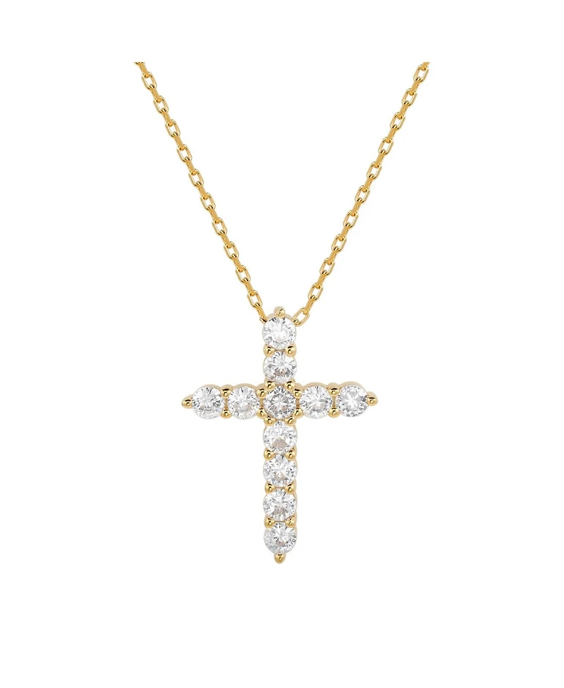 Suzy Levian Sterling Silver Cubic Zirconia Mini Cross Pendant Necklace