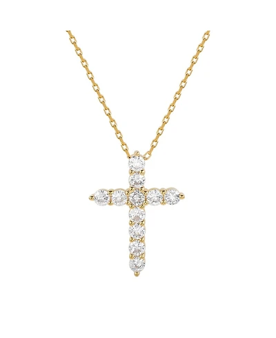 Suzy Levian Sterling Silver Cubic Zirconia Mini Cross Pendant Necklace