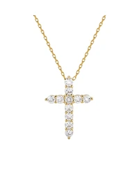 Suzy Levian Sterling Silver Cubic Zirconia Mini Cross Pendant Necklace