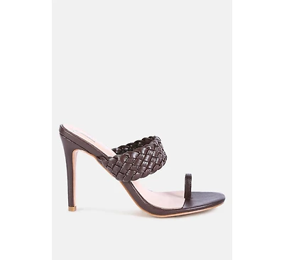 Womens High Perks Woven Strap Heels sandals