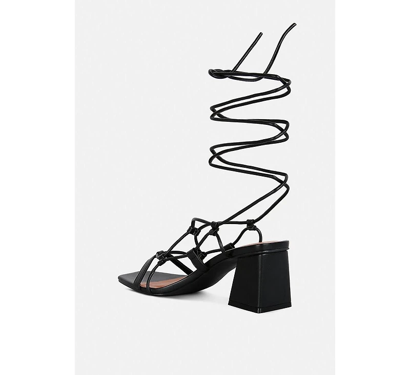 Womens Provoked Lace Up Block Heeled Sandals