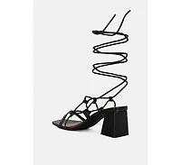 Womens Provoked Lace Up Block Heeled Sandals