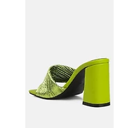 Womens Salty You Crinkled Triangular Block Heel Sandals