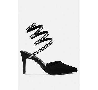 Womens elvira rhinestone embellished strap up sandals
