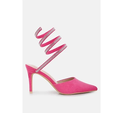 Womens elvira rhinestone embellished strap up sandals