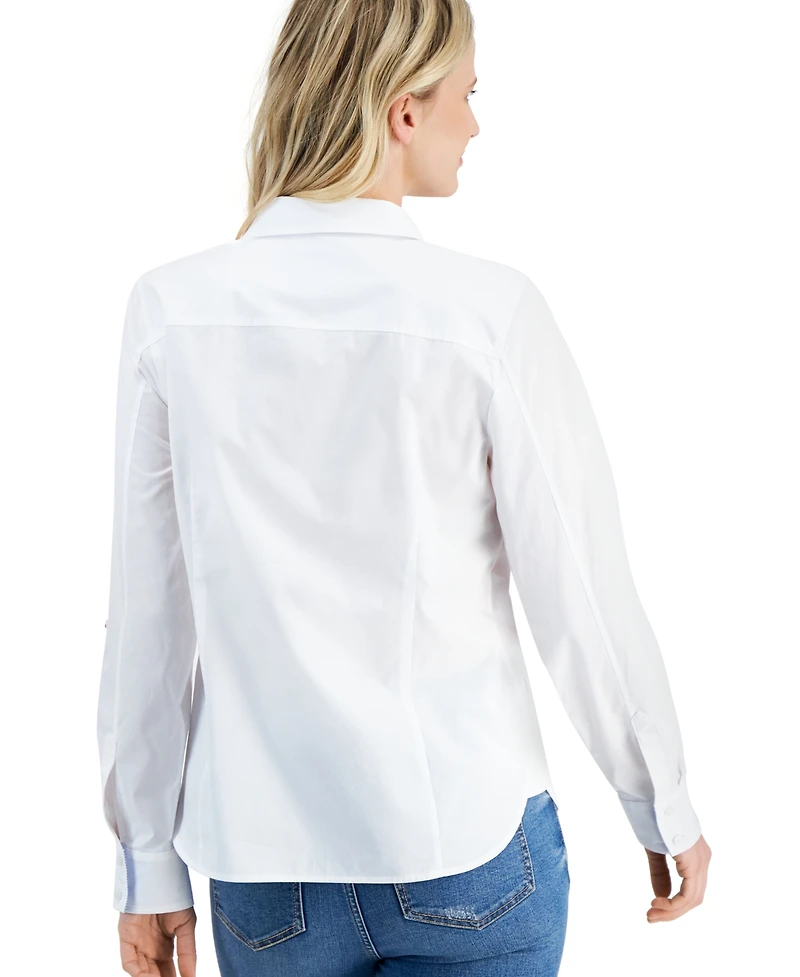 Nautica Jeans Women's Roll-Tab Button-Front Shirt