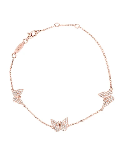 Suzy Levian Sterling Silver Cubic Zirconia Butterfly Station Bracelet