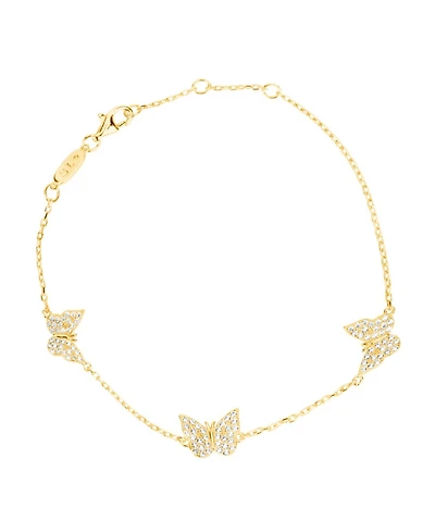 Suzy Levian Sterling Silver Cubic Zirconia Butterfly Station Bracelet