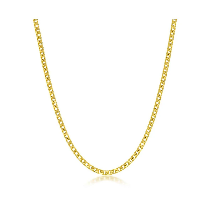 Diamond cut Franco Chain 2.5mm Sterling Silver or Gold Plated Over Sterling Silver 20" Necklace