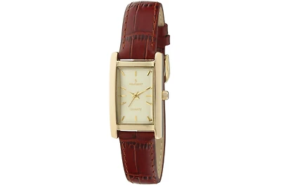 Peugeot Women's 34x20mm Contour Dress Watch Brown Leather Strap