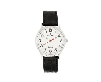 Peugeot Women's 40mm Large Face Watch with Bold Arabic Numerals and Leather Band