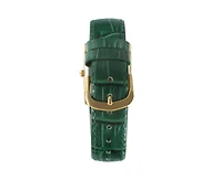 Peugeot Women's Tank Watch Roman Dial Green Leather Strap