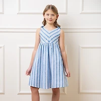 Hope & Henry Girls' Sleeveless Bow Shoulder Swing Dress, Kids