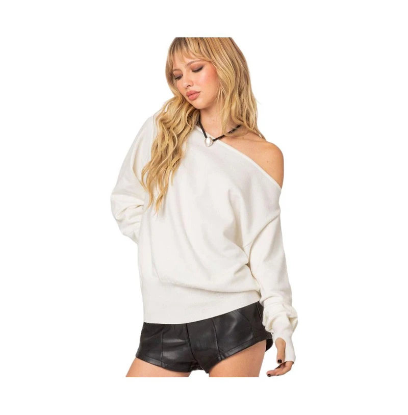 Edikted Womens Off Shoulder Oversized Sweater