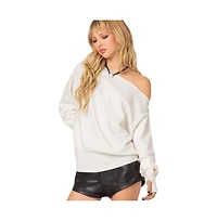 Edikted Womens Off Shoulder Oversized Sweater