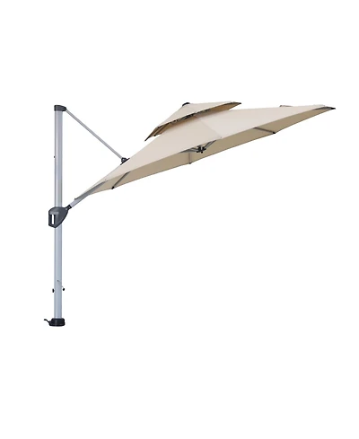 Mondawe 11ft 2-Tier Square Cantilever Outdoor Patio Umbrella with Included Cover