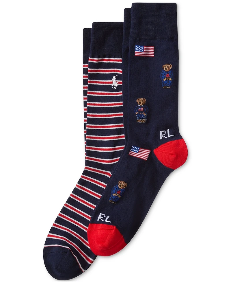 Polo Ralph Lauren Men's 2-Pk. Americana Bear Socks