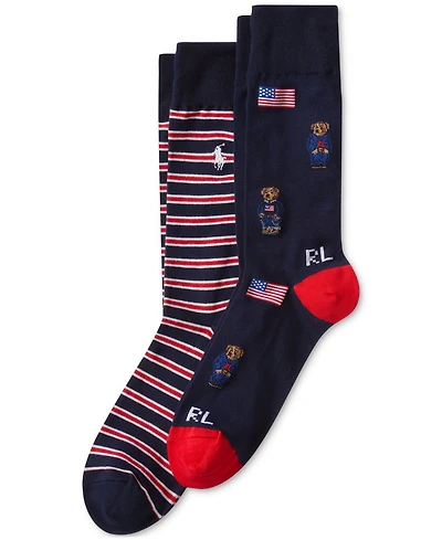 Polo Ralph Lauren Men's 2-Pk. Americana Bear Socks