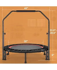 40" Fitness Trampoline with Adjustable Handle and Resistance Bands