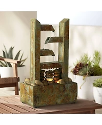 Zigzag Zen 17 1/4" High Small Modern Indoor Decor Slate Stone Tabletop Fountain with Light Desk Relaxation