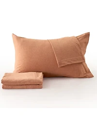 Premium Comforts Heathered Melange T-shirt Jersey Knit Cotton Blend Piece Sheet Set