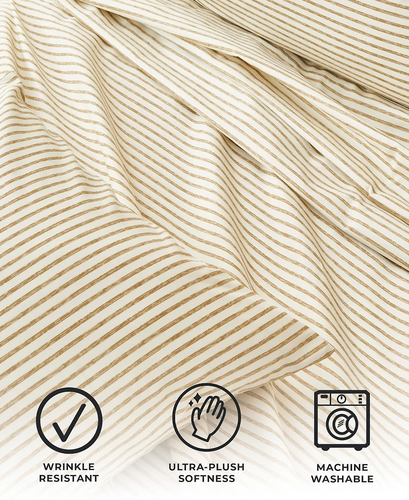 Premium Comforts Striped Wrinkle Resistant Microfiber 3-Pc. Sheet Set, Twin - Stripe