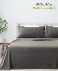 Premium Comforts Heathered Melange T-shirt Jersey Knit Cotton Blend 3 Piece Sheet Set, Twin