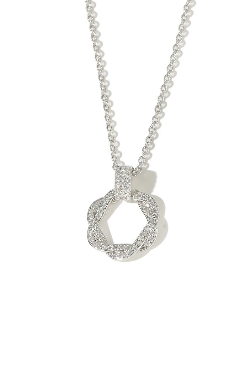 Ysabel Pave Eternity Twist Hoop Pendant Necklace