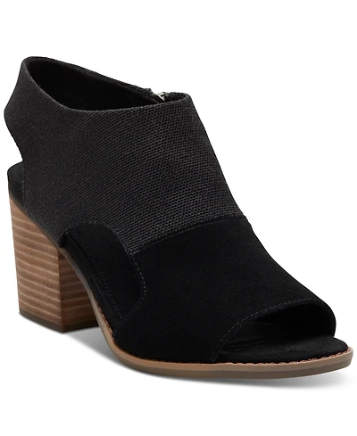 Toms Women's Eliana Peep-Toe Cutout Block-Heel Sandals