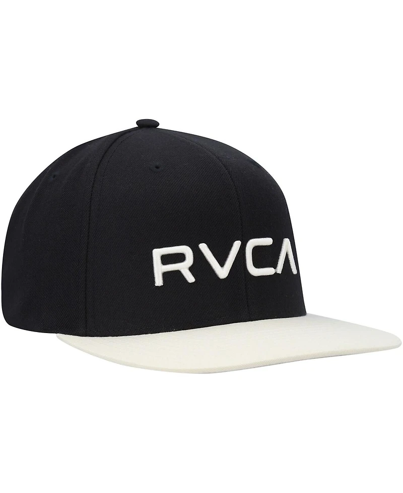 Men's Rvca Black, White Twill Ii Snapback Hat