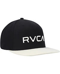 Men's Rvca Black, White Twill Ii Snapback Hat