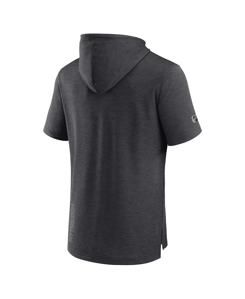 Men's Fanatics Heather Charcoal Pittsburgh Penguins Authentic Pro Short Sleeve Pullover Hoodie